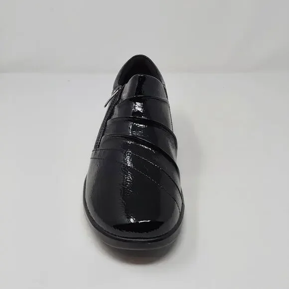 Clarks Collection Women’s Black Patent Leather Comfort Shoes Zip Size 9 Wide NEW - Picture 10 of 14